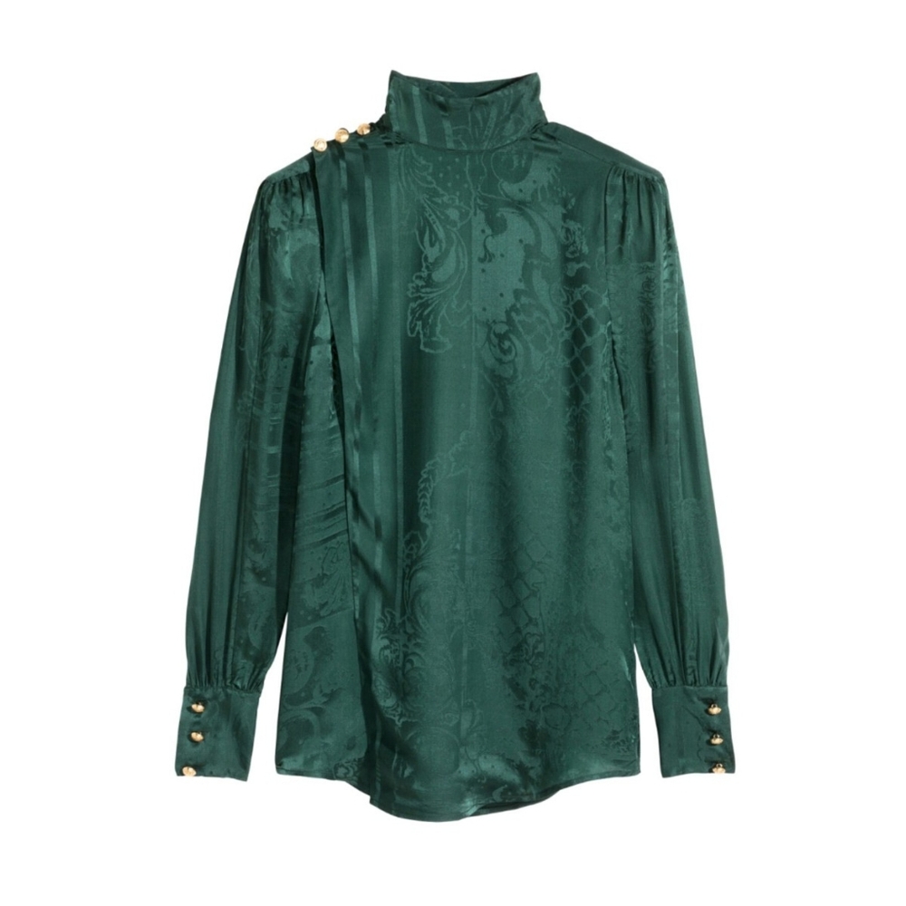 BALMAIN X H&M Limited Edition Runway Silk Blouse Women's Size 2